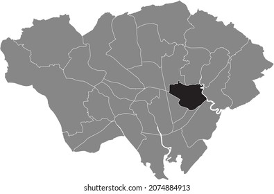 Black location map of the Penylan electoral ward inside gray urban districts map of the Welsh capital city of Cardiff, United Kingdom