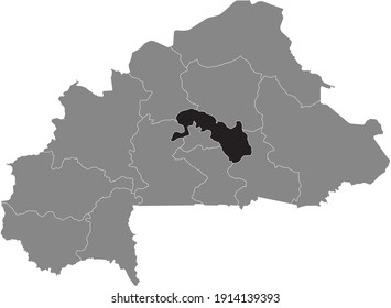Black location map of Burkinabé Plateau-Central region inside gray map of Burkina Faso