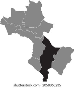 Black location map of the Pylaia municipal unit inside gray urban municipal units map of the Greek regional capital city of Thessaloniki, Greece