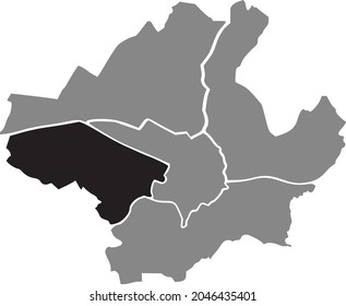 Mapa de ubicación en negro del barrio Quartiere 4 Isolotto-Legnaia dentro de los distritos urbanos grises mapa de la capital regional italiana de Florencia, Italia
