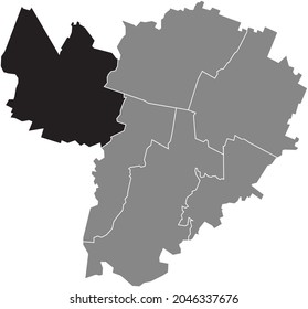 Black location map of the Quartiere Borgo Panigale-Reno district inside gray urban districts map of the Italian regional capital city of Bologna, Italy