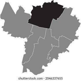 Black location map of the Quartiere Navile district inside gray urban districts map of the Italian regional capital city of Bologna, Italy