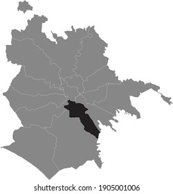 Black location map of Roman Municipio VIII – Appia Antica municipality inside gray map of Rome, Italy