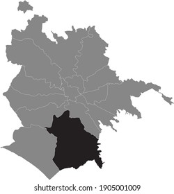 Black location map of Roman Municipio IX – EUR municipality inside gray map of Rome, Italy