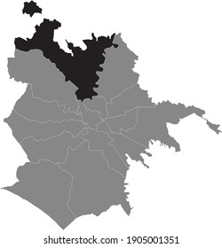 Black location map of Roman Municipio XV – Cassia Flaminia municipality inside gray map of Rome, Italy