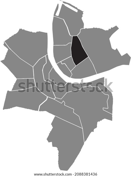 Black location map of the Rosental District\
inside gray urban districts map of the Swiss regional capital city\
of Basel, Switzerland