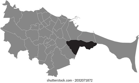 Black location map of the gdański Rudniki district inside the Polish regional capital city of Gdansk, Poland