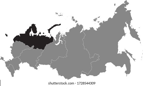 Black Location Map Of Russian Northwestern Federal District Within Grey Map Of Russia