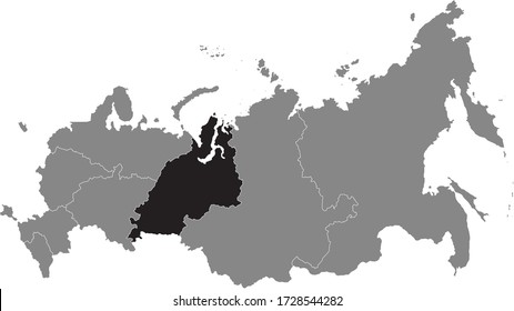 Black Location Map Of Russian Ural Federal District Within Grey Map Of Russia