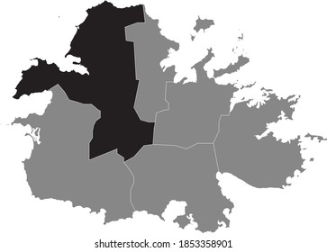 Black location map of Saint John parish inside the gray map of the island of Antigua