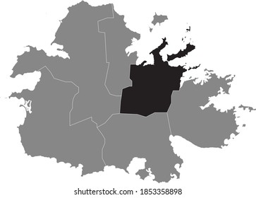 Mapa de ubicación negra de la parroquia de San Pedro dentro del mapa gris de la isla de Antigua