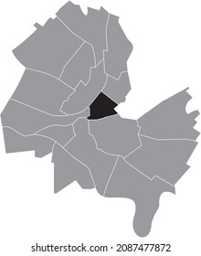 Black location map of the Saint-Gervais District inside gray urban districts map of the Swiss regional capital city of Geneva, Switzerland