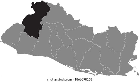 Mapa de ubicación negra del departamento salvadoreño de Santa Ana dentro del mapa gris de El Salvador