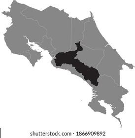 Black location map of San José province inside gray map of Costa Rica
