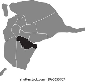 Black location map of the Sevillian Distrito Sur district inside the Spanish regional capital city of Seville, Spain