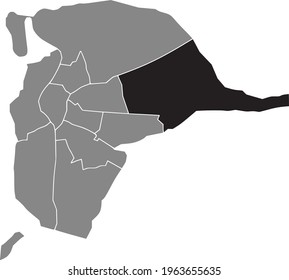 Black location map of the Sevillian Este-Alcosa-Torreblanca district inside the Spanish regional capital city of Seville, Spain
