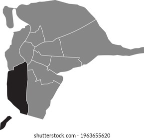 Black location map of the Sevillian Los Remedios district inside the Spanish regional capital city of Seville, Spain