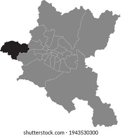 Black location map of the Sofian Bankya district inside the Bulgarian city of Sofia, Bulgaria