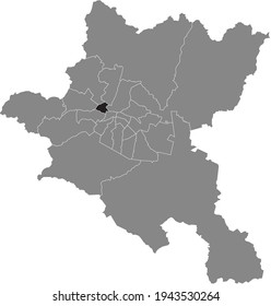 Black location map of the Sofian Ilinden district inside the Bulgarian city of Sofia, Bulgaria