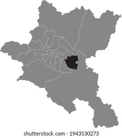 Black location map of the Sofian Iskar district inside the Bulgarian city of Sofia, Bulgaria