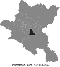 Black location map of the Sofian Mladost district inside the Bulgarian city of Sofia, Bulgaria