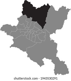 Black location map of the Sofian Novi Iskar district inside the Bulgarian city of Sofia, Bulgaria