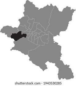 Black location map of the Sofian Ovcha kupel district inside the Bulgarian city of Sofia, Bulgaria