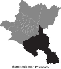 Black location map of the Sofian Pancharevo district inside the Bulgarian city of Sofia, Bulgaria