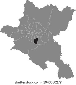 Black location map of the Sofian Studentski district inside the Bulgarian city of Sofia, Bulgaria