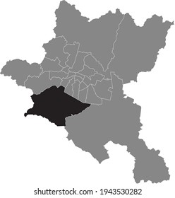 Black location map of the Sofian Vitosha district inside the Bulgarian city of Sofia, Bulgaria