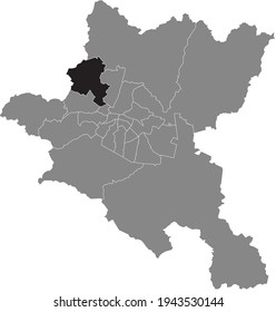 Black location map of the Sofian Vrabnitsa district inside the Bulgarian city of Sofia, Bulgaria