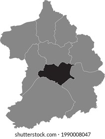 Mapa de la ubicación en negro del distrito de Düsseldorfer Stadtbezirk II (Rüttenscheid-Bergerhausen) dentro de la capital regional alemana de Essen, Alemania