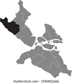 Black location map of the Stockholmer Hässelby-Vällingby district inside Swedish capital city of Stockholm, Sweden