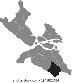 Black location map of the Stockholmer Farsta district inside Swedish capital city of Stockholm, Sweden
