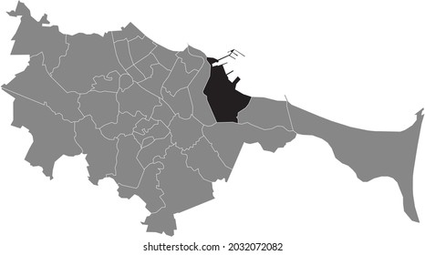 Black location map of the gdański Stogi district inside the Polish regional capital city of Gdansk, Poland