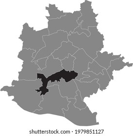 Black location map of the Stuttgarter Stadtbezirk Süd district inside the German regional capital city of Stuttgart, Germany