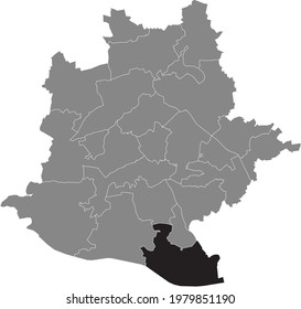 Black location map of the Stuttgarter Stadtbezirk Plieningen district inside the German regional capital city of Stuttgart, Germany