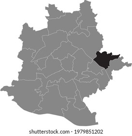 Black location map of the Stuttgarter Stadtbezirk Untertürkheim district inside the German regional capital city of Stuttgart, Germany