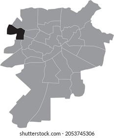 Black location map of the Szerokie district inside gray urban districts map of the Polish regional capital city of Lublin, Poland