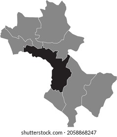 Black location map of the Thessaloniki urban municipality inside gray urban municipal units map of the Greek regional capital city of Thessaloniki, Greece