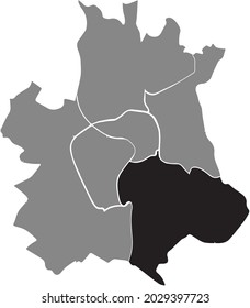 Black location map of the Toulousain Sector 5 - Toulouse Sud-Est (South East) district inside the French regional capital city of Toulouse, France