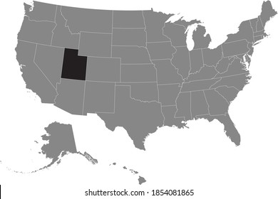 Black location map of US federal state of Utah inside gray map of the United States of America