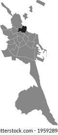 Black location map of the Valencian Rascanya district inside the Spanish regional capital of Valencia, Spain