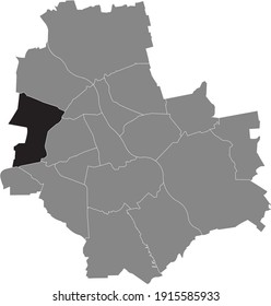 Black location map of the Varsovian Bemowo district inside gray map of Warsaw, Poland