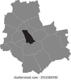 Black location map of the Varsovian Śródmieście district inside gray map of Warsaw, Poland