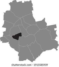 Black location map of the Varsovian Ochota district inside gray map of Warsaw, Poland