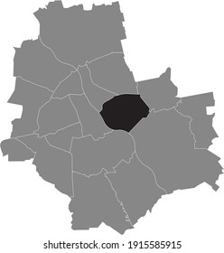 Black location map of the Varsovian Praga Południe district inside gray map of Warsaw, Poland