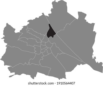 Black location map of Viennese Brigittenau district inside gray map of Vienna, Austria