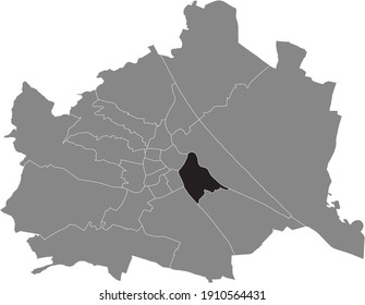 Black location map of Viennese Landstraße district inside gray map of Vienna, Austria