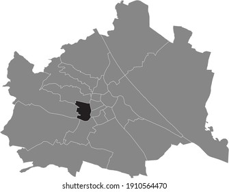 Black location map of Viennese Rudolfsheim-Fünfhaus district inside gray map of Vienna, Austria